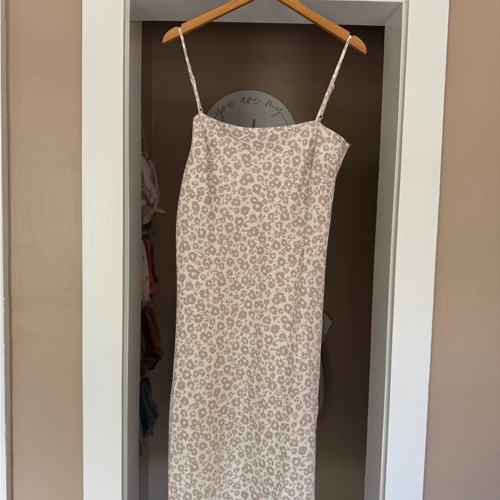 A New Day Cream Slip Dress Midi Spaghetti Strap